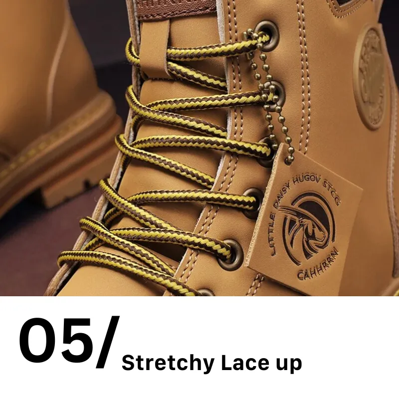 Cuzcare Orthopedic Shoes for Men Warm Leather Lace-Up High Top Boots Flat Surgical Shoe