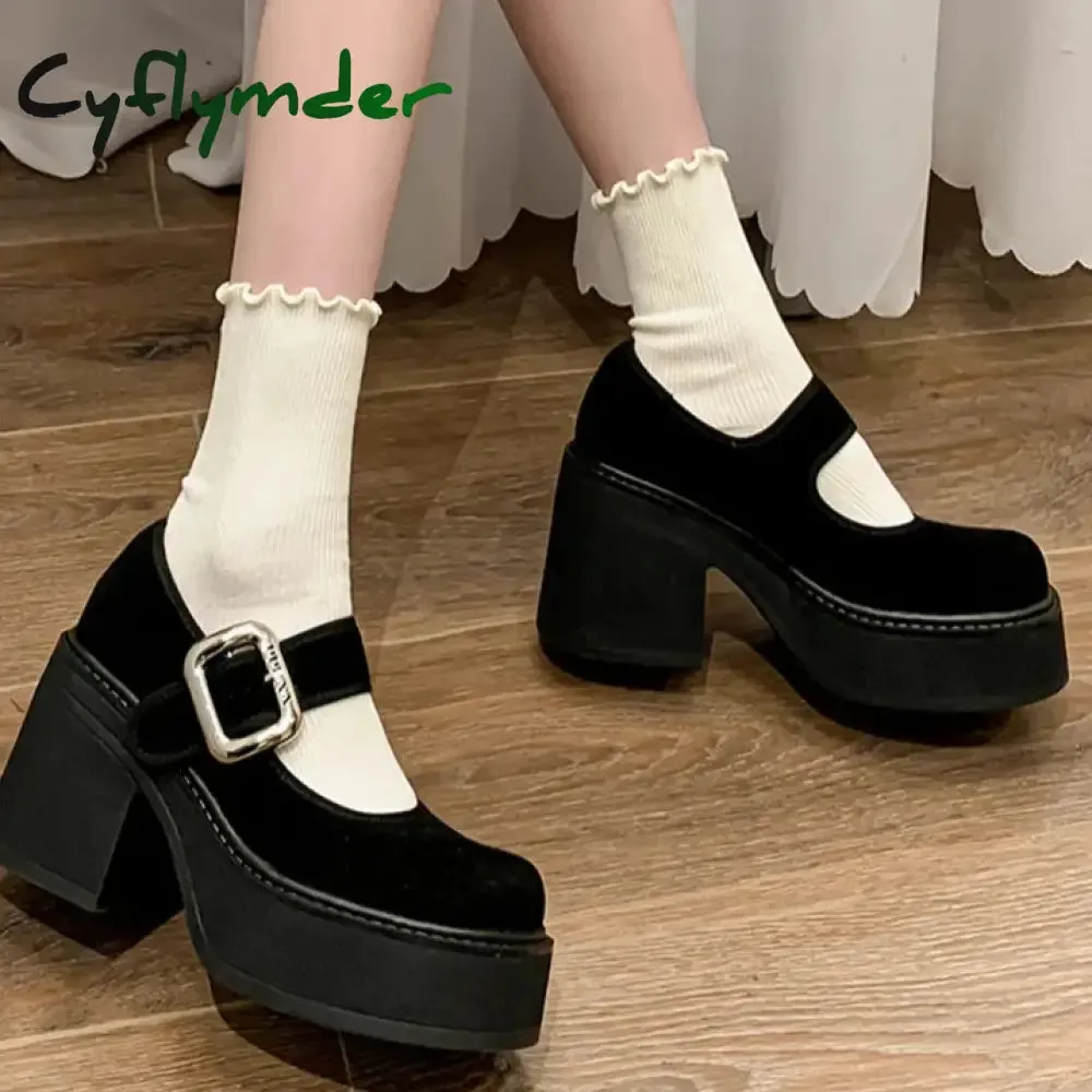 Shoes Sale Cyflymder 9CM High Heel Women Mary Jane Shoes Fashion Belt Buckle 2025 Spring Autumn Platform Single Shoes