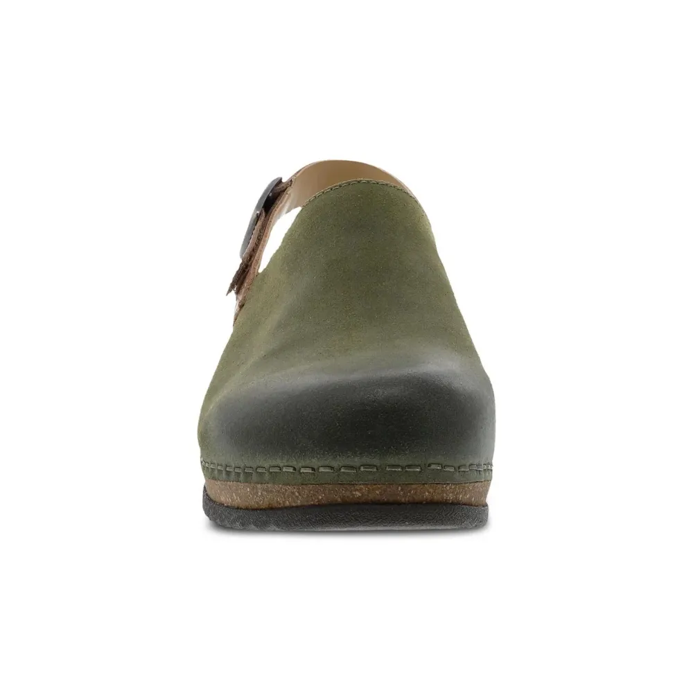 Dansko Merrin Olive Burnished Suede Mule (Women's) Ukrainian Casual Cafe