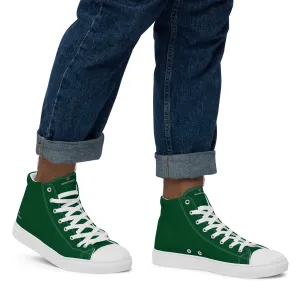 Dark Green Men's High Tops, Solid Color Mens high top canvas shoes Over The Knee Boots Flat Boots
