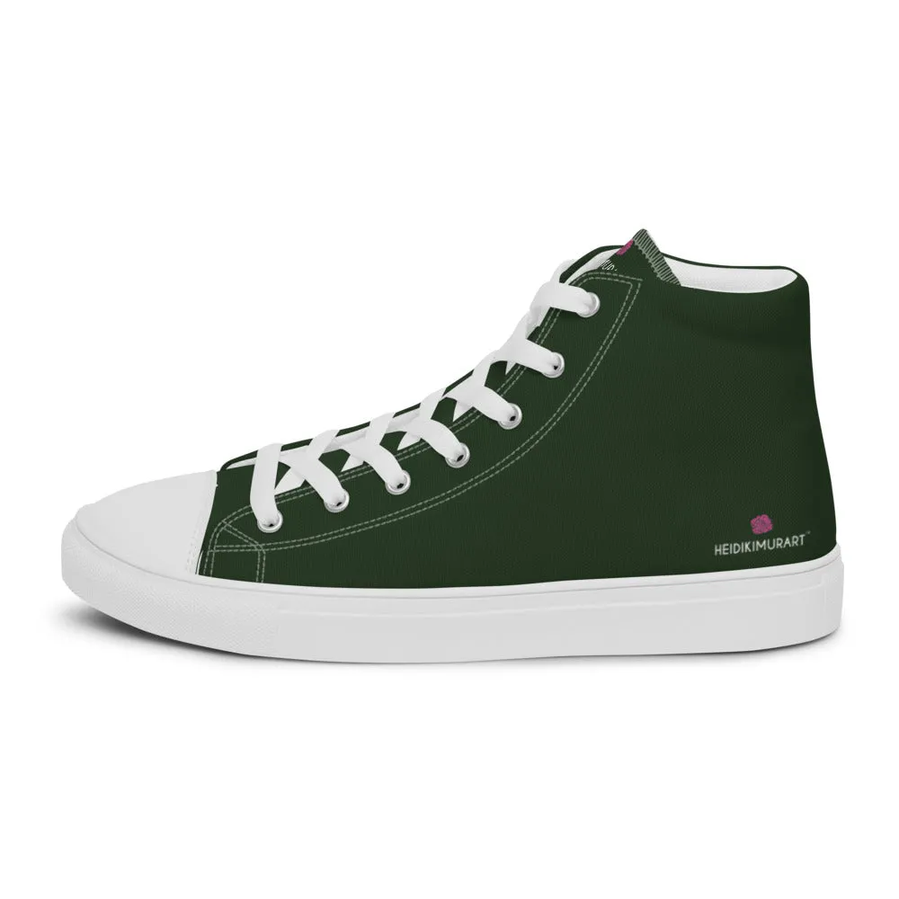 Breathable Steel Toe Boots Dark Green Men's Sneakers, Modern Essential Solid Color Designer High Top Sneakers For Men