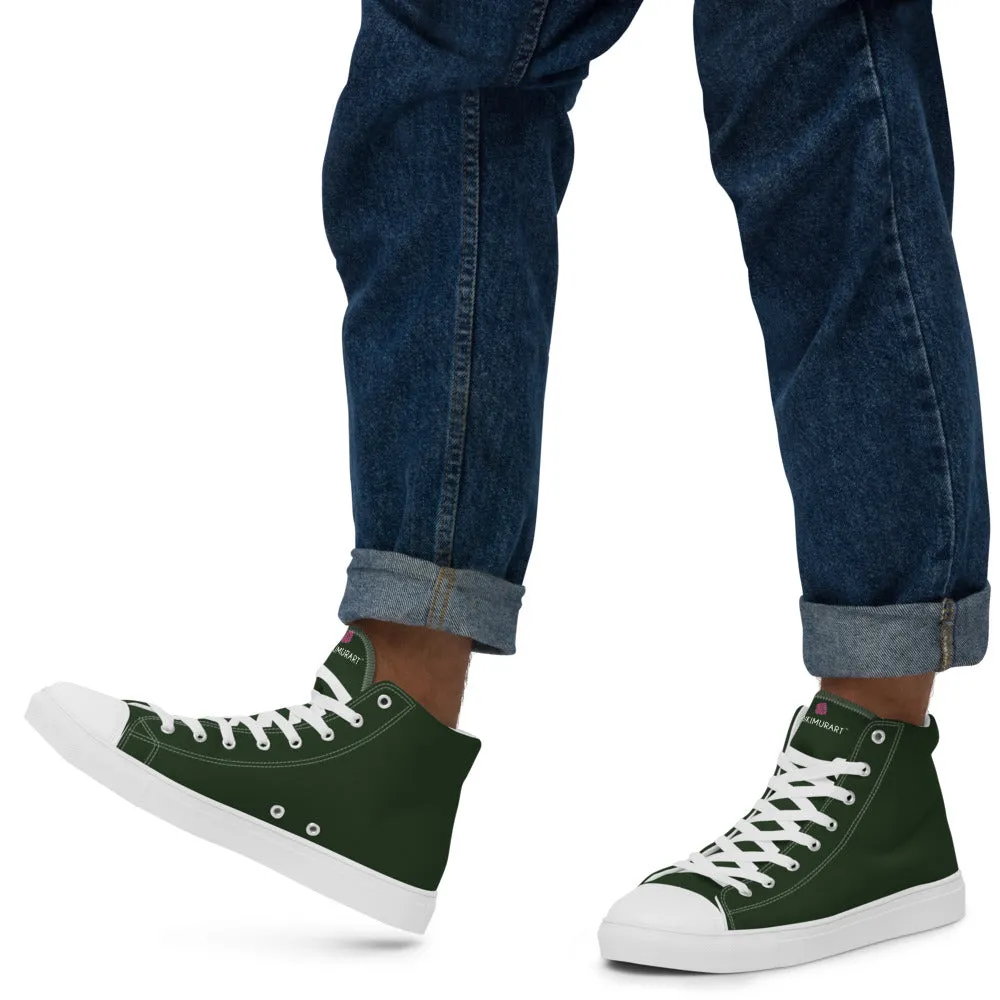 Gray Thigh High Boots Dark Green Men's Sneakers, Modern Essential Solid Color Designer High Top Sneakers For Men