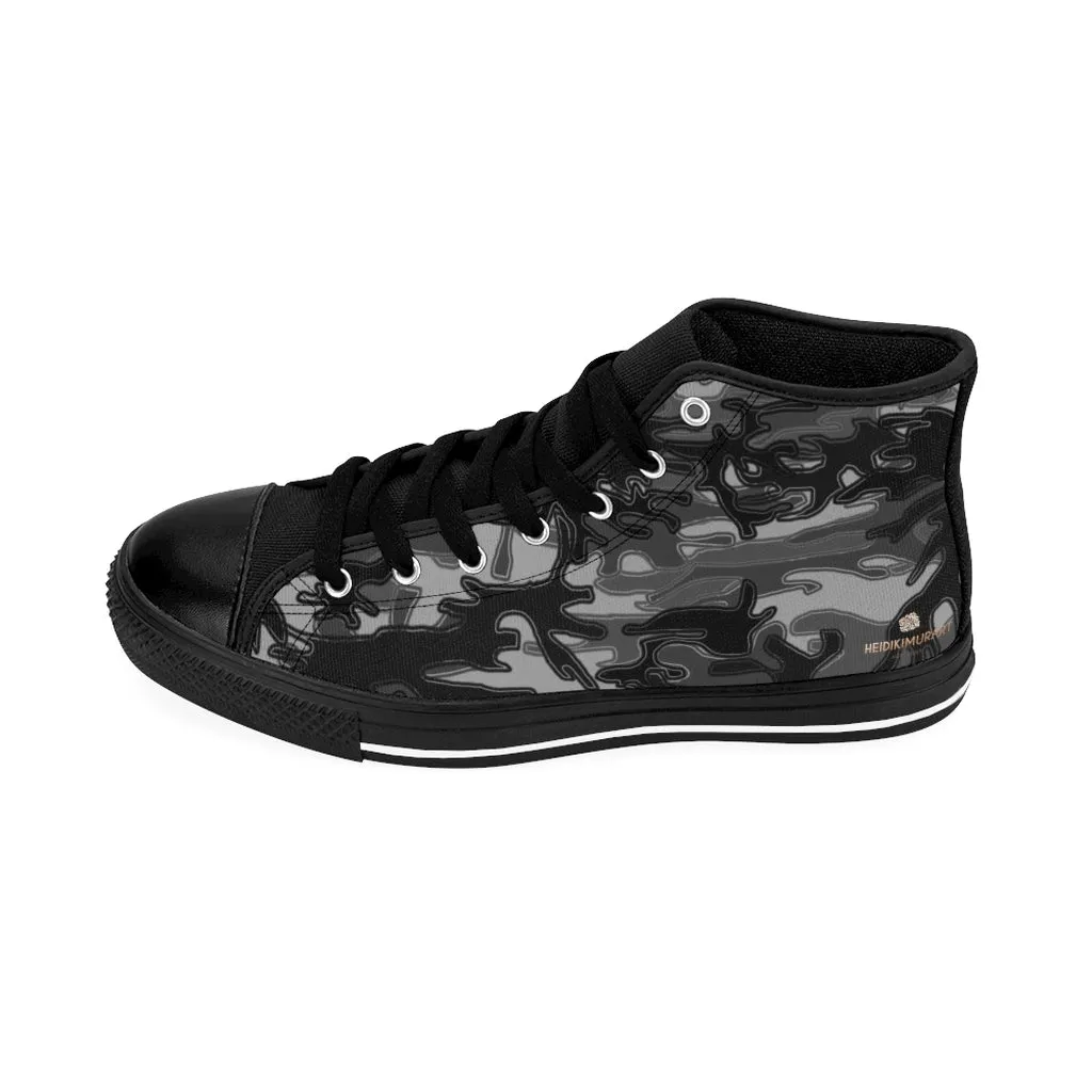 Columbia Winter Boots Dark Grey Camo High-top Sneakers, Camouflage Military Print Men's Designer Tennis Running Shoes
