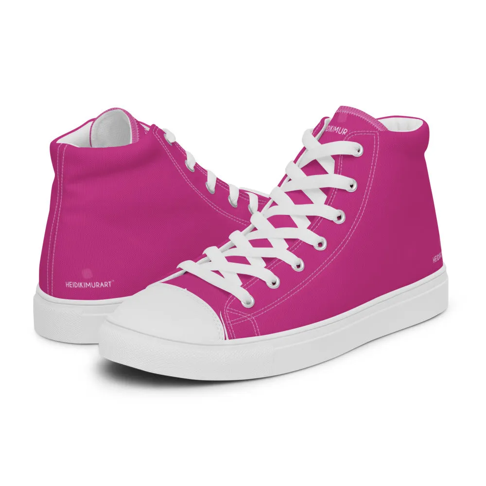 Rubber Boots Dark Pink Men's High Tops, Solid Hot Pink Color Mens High Top Canvas Sneaker Shoes (US Size: 5-13)