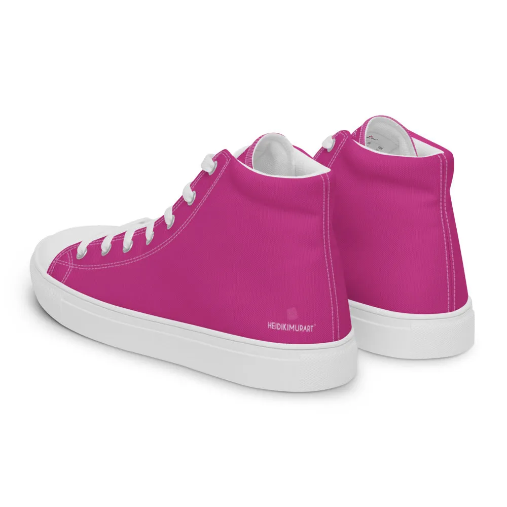 Dark Pink Men's High Tops, Solid Hot Pink Color Mens High Top Canvas Sneaker Shoes (US Size: 5-13) Men's Boots