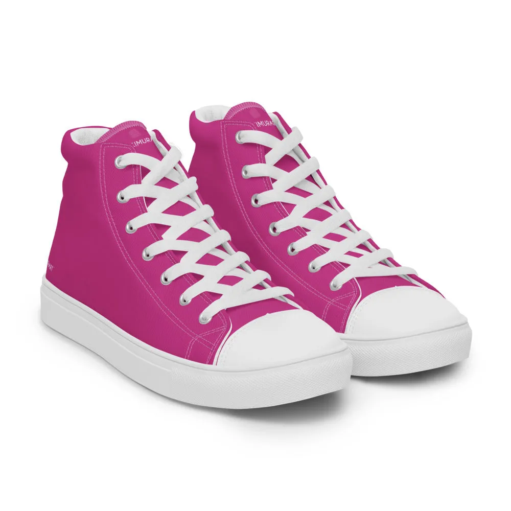 Georgia Mud Dog Boots Dark Pink Men's High Tops, Solid Hot Pink Color Mens High Top Canvas Sneaker Shoes (US Size: 5-13)