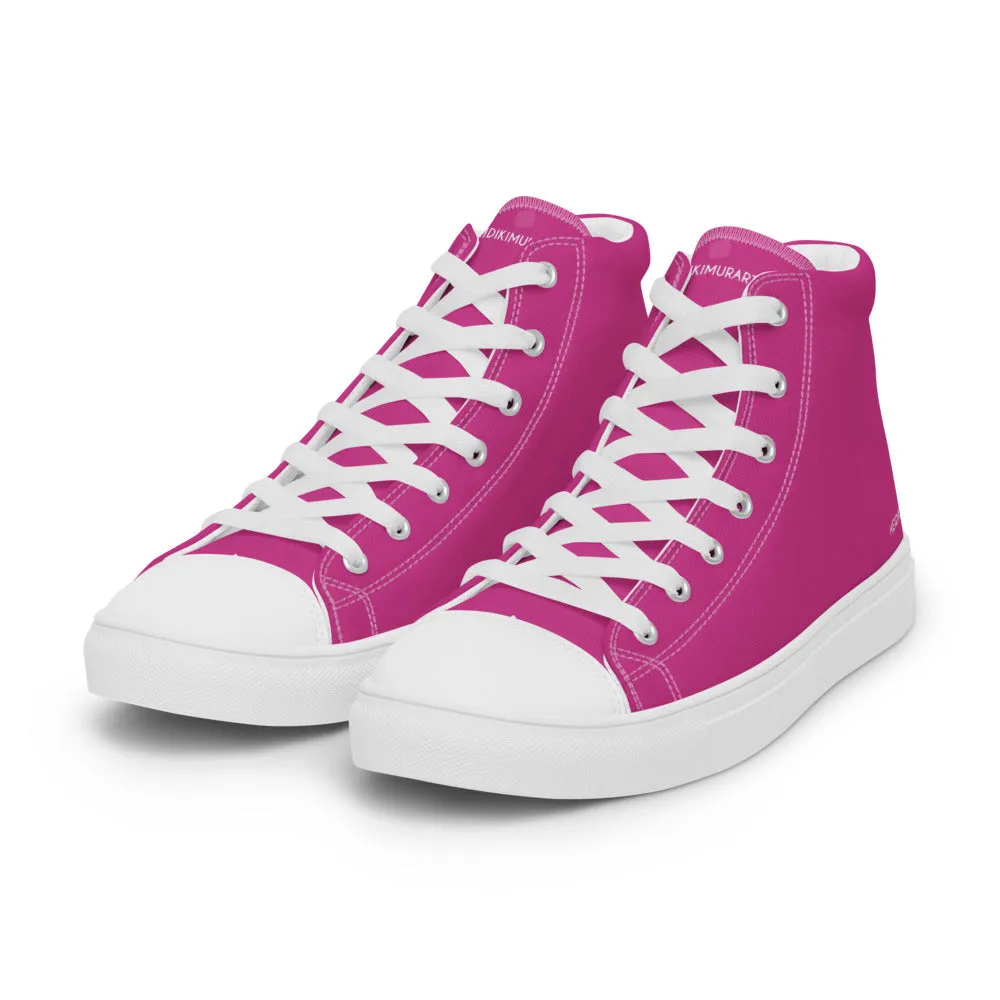 Dark Pink Men's High Tops, Solid Hot Pink Color Mens High Top Canvas Sneaker Shoes (US Size: 5-13) Pro Work Boots Steel Toe
