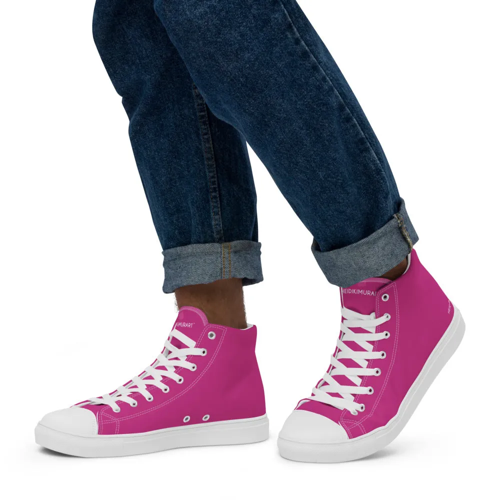 Magnanni Boots Dark Pink Men's High Tops, Solid Hot Pink Color Mens High Top Canvas Sneaker Shoes (US Size: 5-13)
