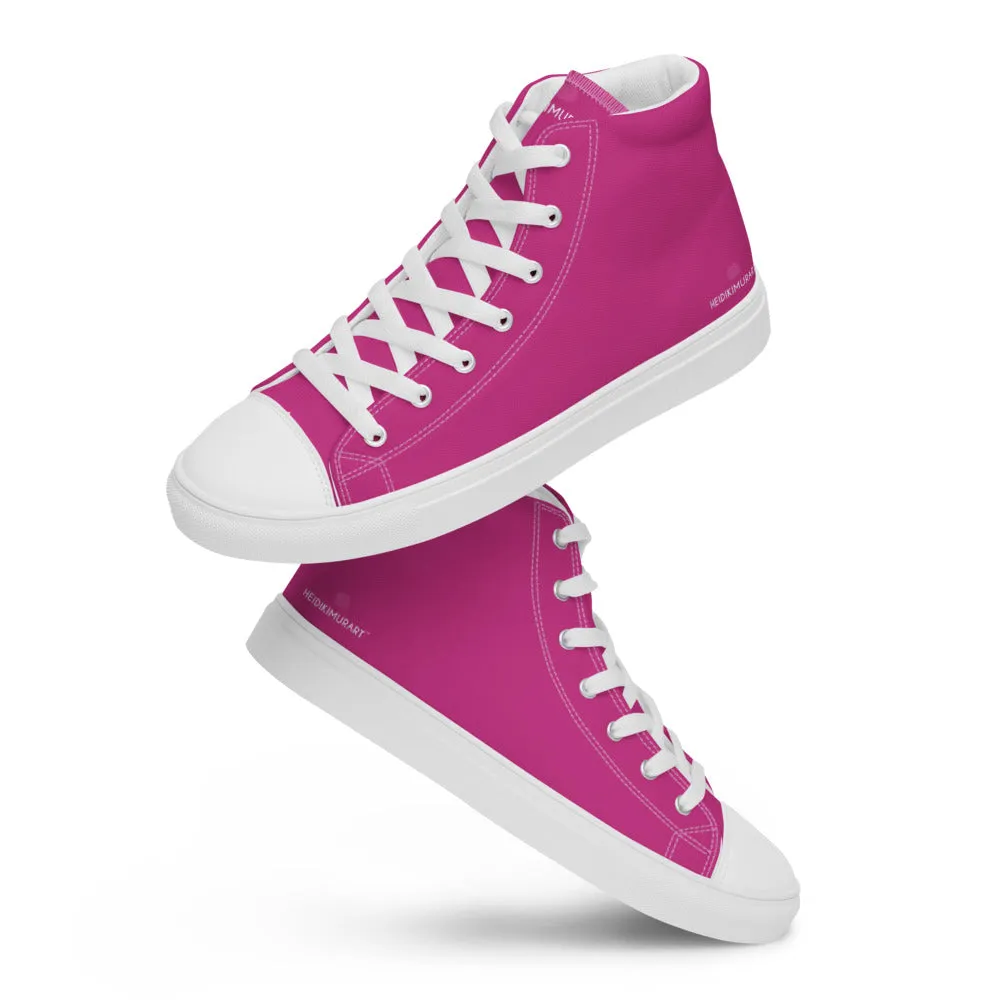 Teraspark Boots Dark Pink Men's High Tops, Solid Hot Pink Color Mens High Top Canvas Sneaker Shoes (US Size: 5-13)