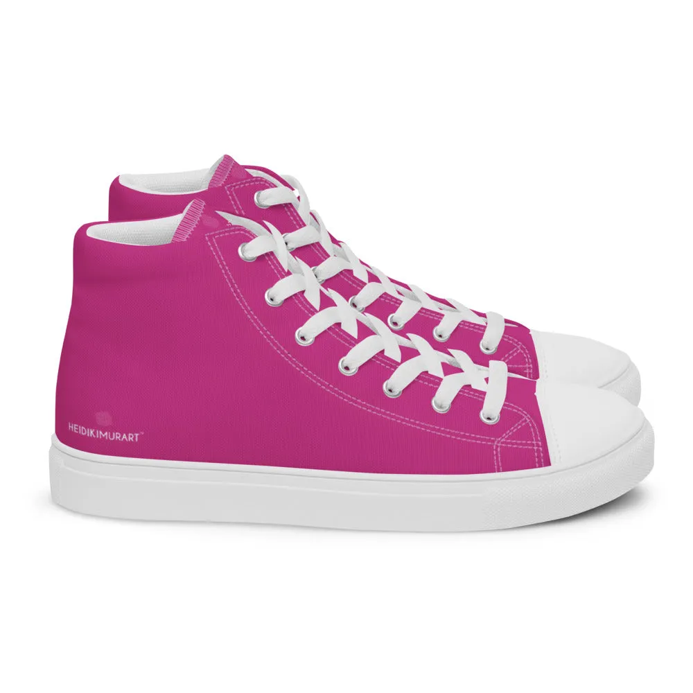 Working Boots Sale Dark Pink Men's High Tops, Solid Hot Pink Color Mens High Top Canvas Sneaker Shoes (US Size: 5-13)