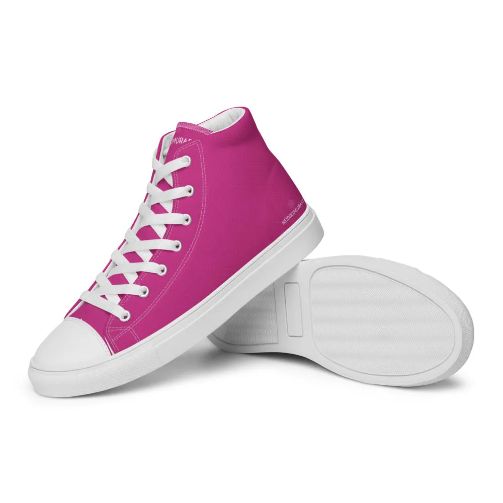 Cuban Heel Boots Dark Pink Men's High Tops, Solid Hot Pink Color Mens High Top Canvas Sneaker Shoes (US Size: 5-13)