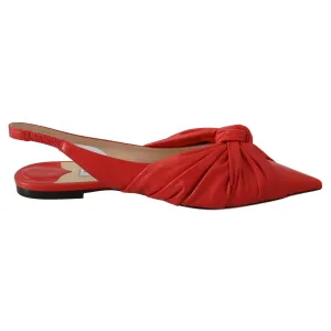 Jimmy Choo Chic Red Pointed Toe Leather Flats Flat Shoes Sports