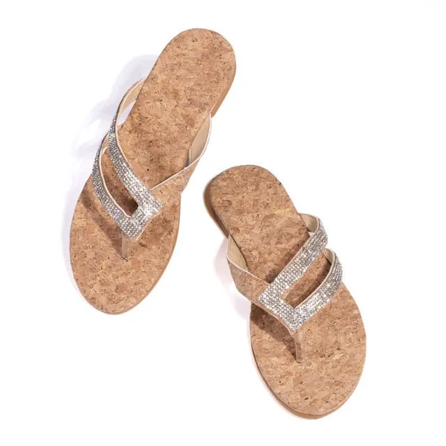 Diamond Sandals Flip Flops Beach Sliders Flat Shoes For A Wedding