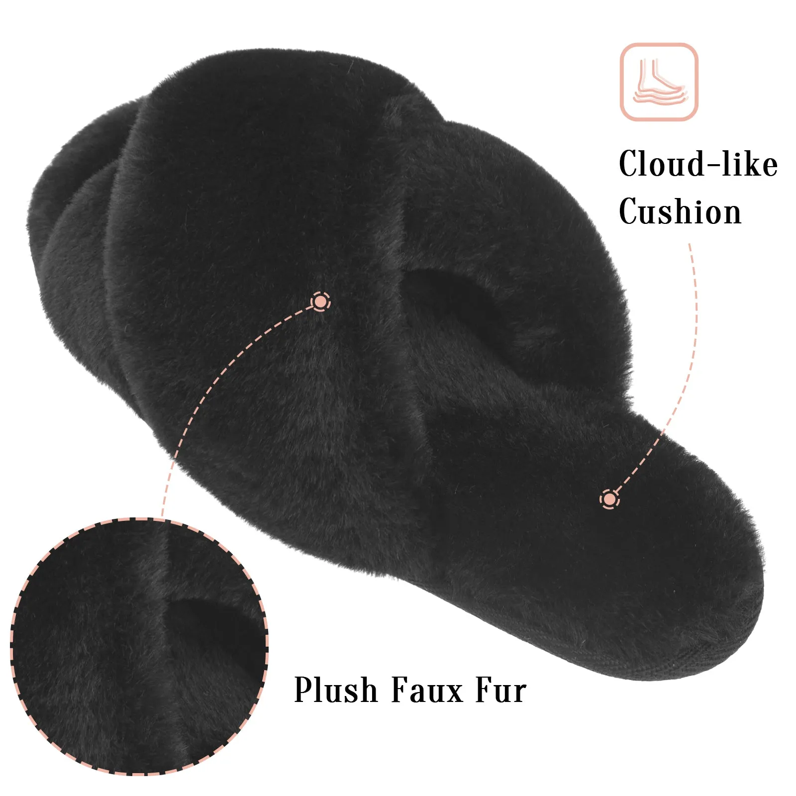 Waterproof Products For Shoes VONMAY Fuzzy Slides for Women Cross Band Faux Fur Open Toe Slippers with Soft Comfy Memory Foam Plush Fluffy Slip On Cozy Anti-Slip House Shoes