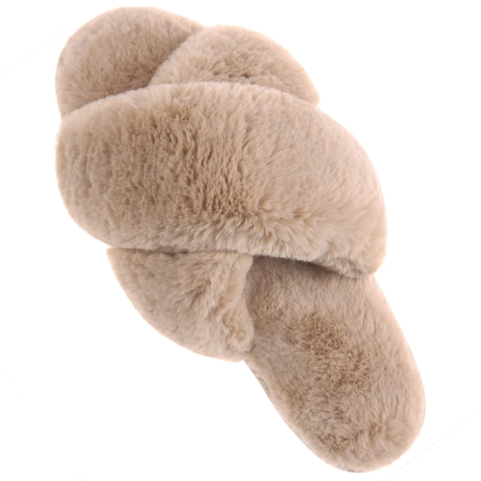 VONMAY Fuzzy Slides for Women Cross Band Faux Fur Open Toe Slippers with Soft Comfy Memory Foam Plush Fluffy Slip On Cozy Anti-Slip House Shoes Wildcraft Shoes Waterproof