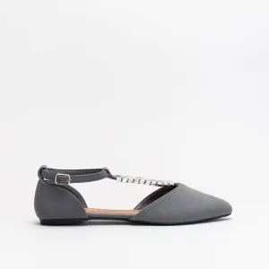 Unreal Women Pointy  Ankle Strap _ 148305 Flat Shoes With Shoelaces