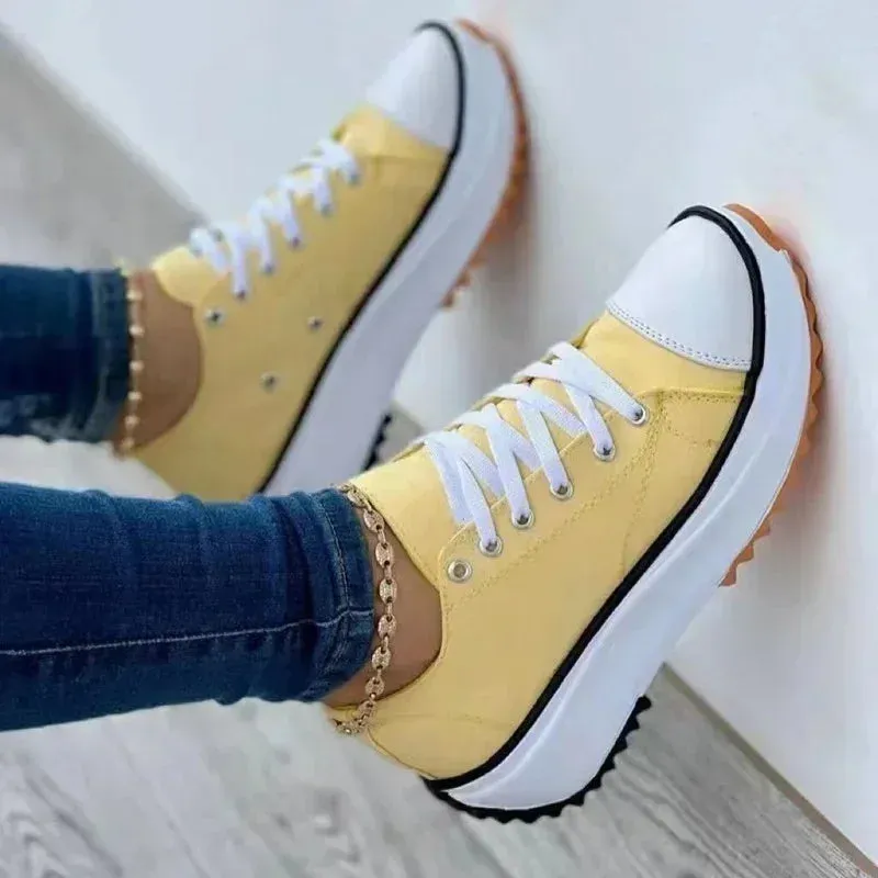 Women Pattern Canvas Sneakers Casual Shoes 2024 Women Shoes Flat Lace-Up Best Dress Shoes For Flat Feet