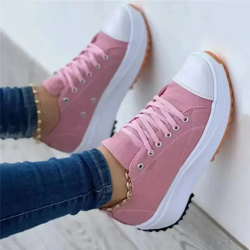 Women Pattern Canvas Sneakers Casual Shoes 2024 Women Shoes Flat Lace-Up Shoes For People With Feet