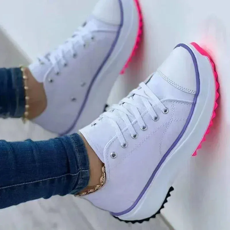 Women Pattern Canvas Sneakers Casual Shoes 2024 Women Shoes Flat Lace-Up Seychelles Shoes