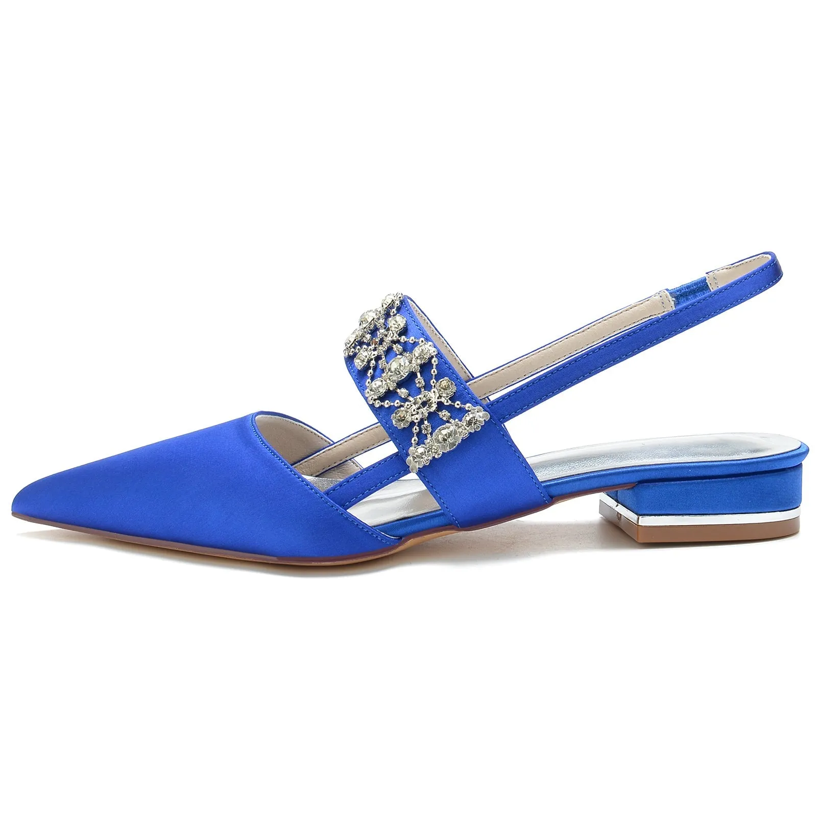Women's Rhinestone Silk Satin With Closed Toe Flat Heel Party Shoes 2000s Flat Shoes
