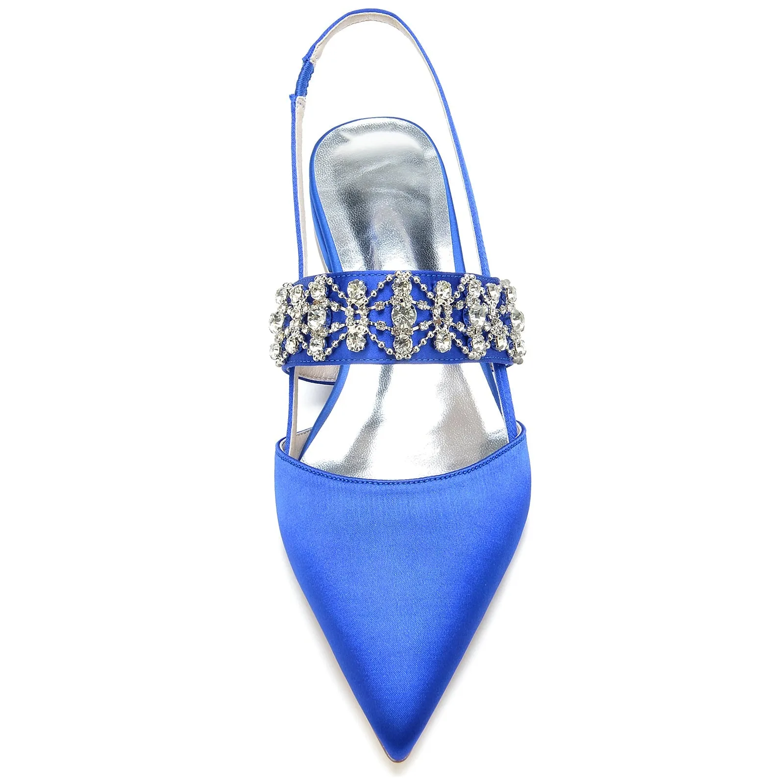 Flat Shoes Squats Deadlifts Women's Rhinestone Silk Satin With Closed Toe Flat Heel Party Shoes