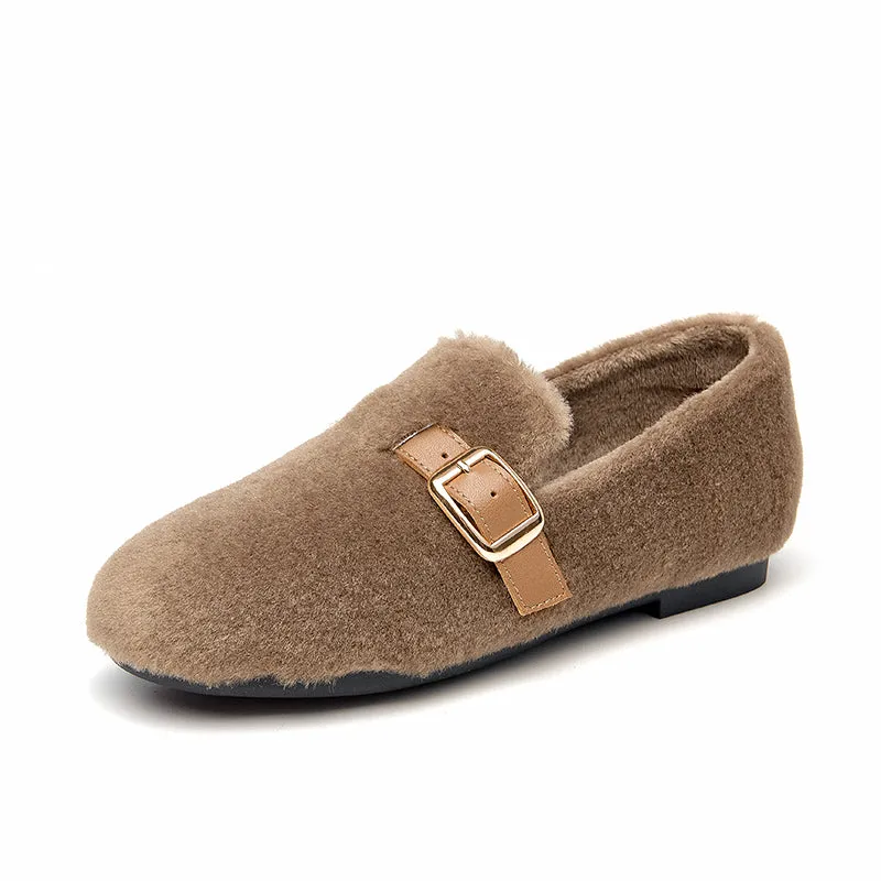 Best Running Shoes Flat Wide Feet BeauToday Flat Buckle Wool Shoes for Women