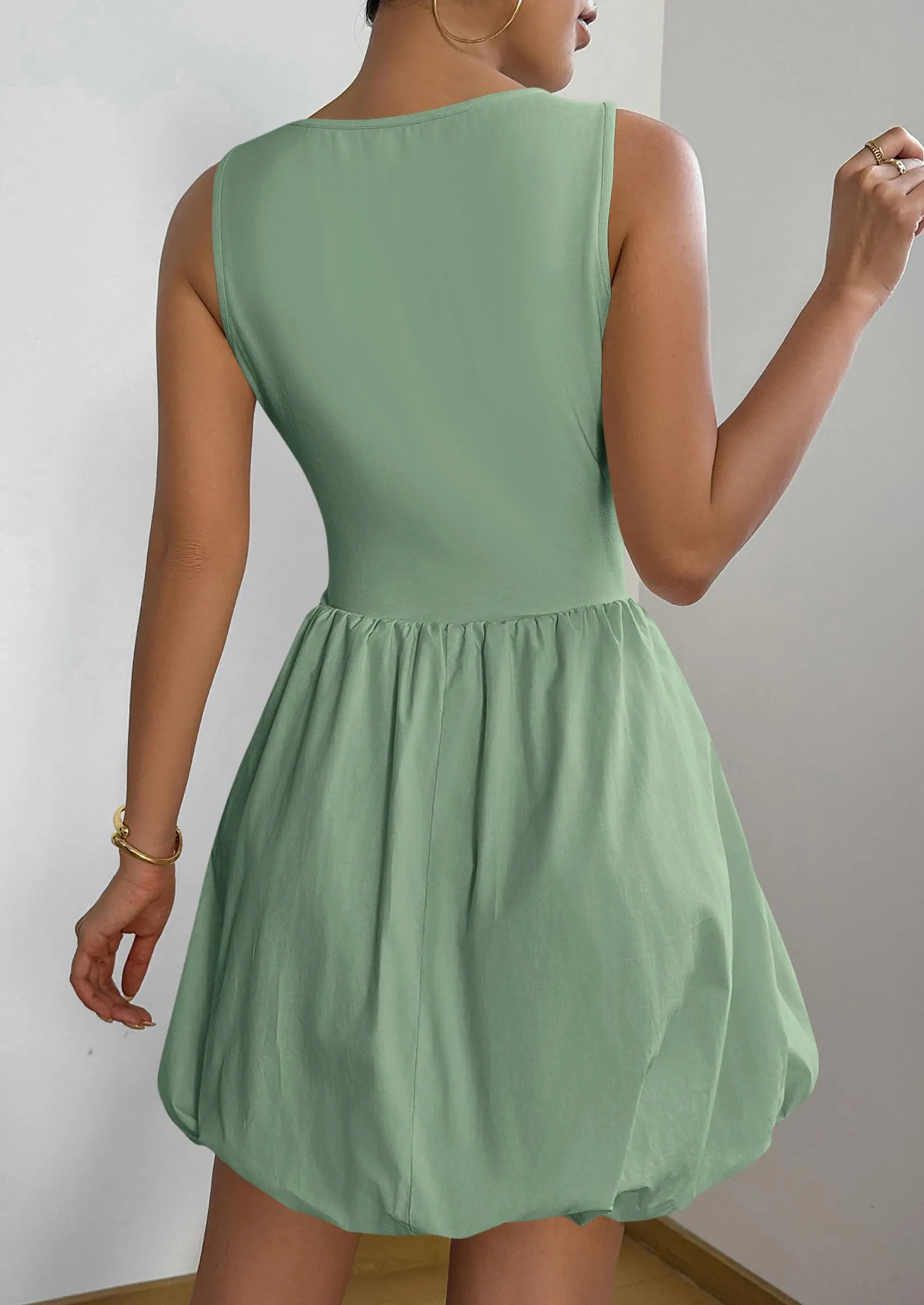 Casual Shoes For Hallux Rigidus Casual Sleeveless Tank Mini Short Dress Crew Neck Bubble Dress with Pockets