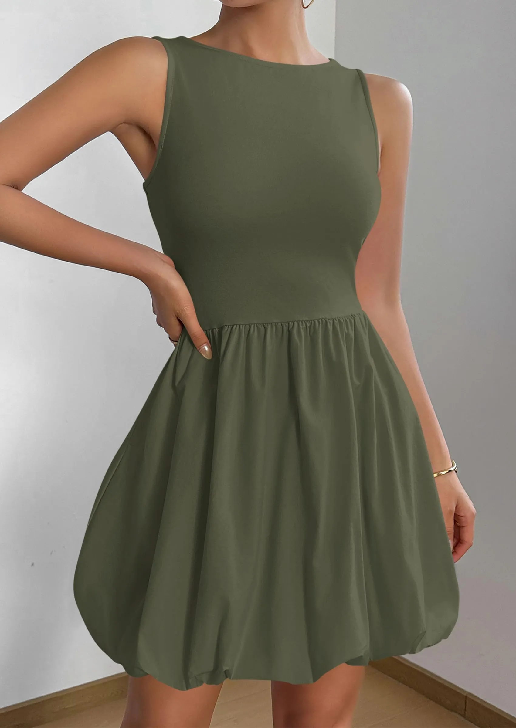 Casual Sleeveless Tank Mini Short Dress Crew Neck Bubble Dress with Pockets Nike Air Huarache Run Casual Shoes