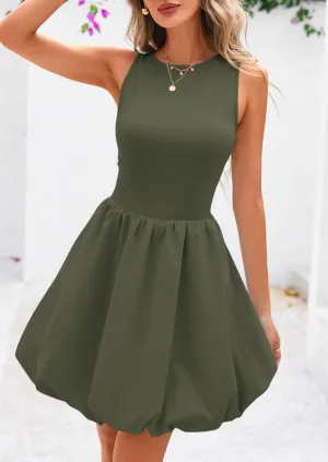 Casual Sleeveless Tank Mini Short Dress Crew Neck Bubble Dress with Pockets Best Casual Bike Shoes