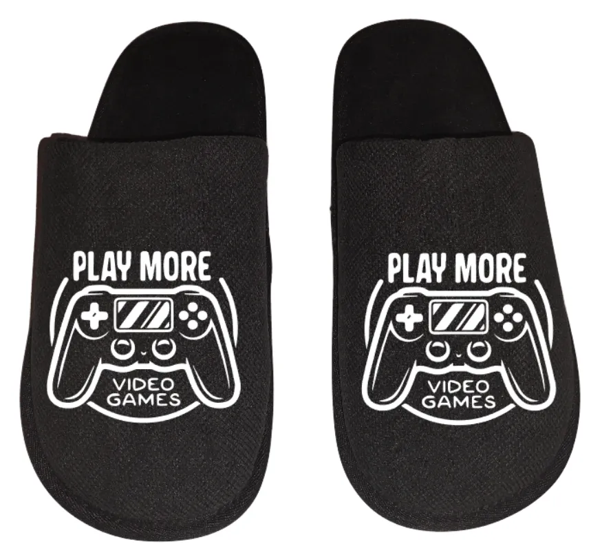 Cow Slippers love to play video game Gamer Gaming Men's Slippers / House Shoes slides dad husband father son gift