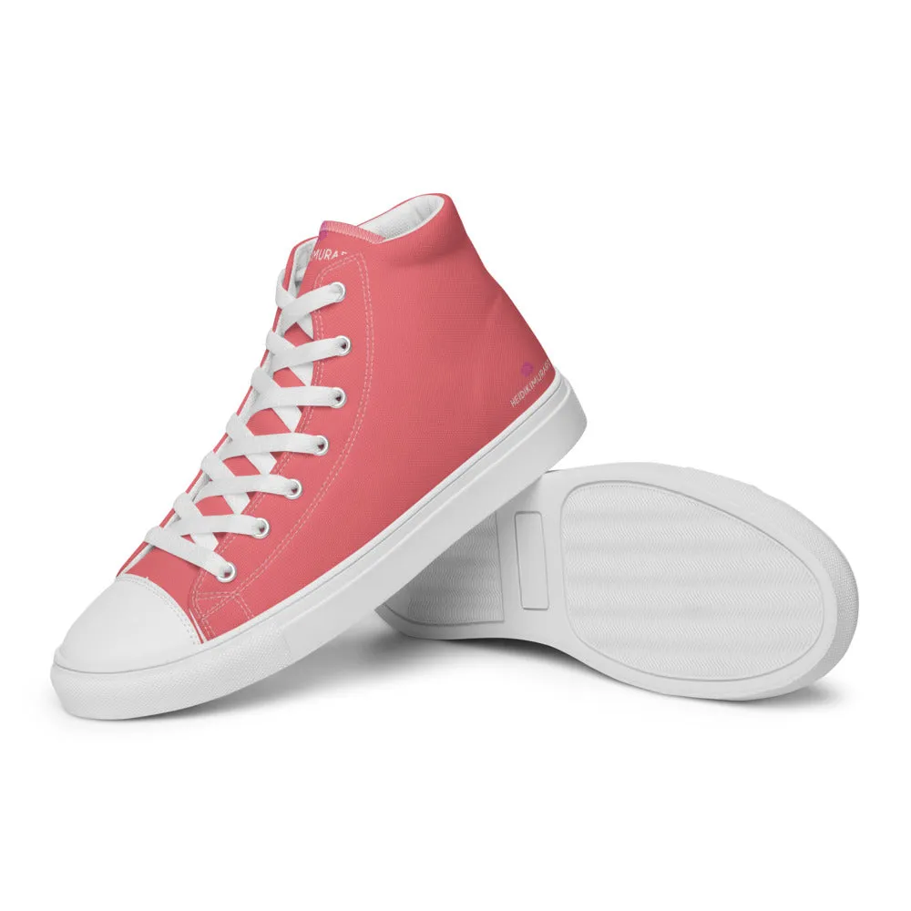 Pink Men's High Top Sneakers, Best Designer Fashion Solid Color Canvas Tennis Shoes For Men New Timberland Boots