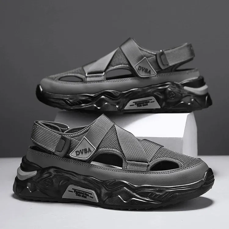 Men's Summer Mesh Breathable Sport Sandals Leather Huarache Sandals