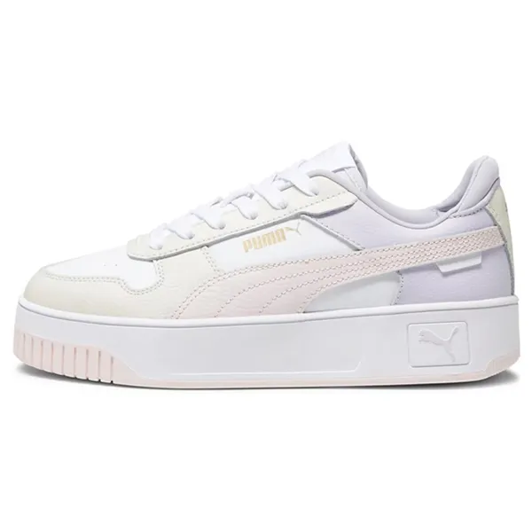 Asics Tiger Basketball Shoes PUMA CARINA STREET LIFESTYLE SHOES FOR WOMEN, PUMA WHITE & FROSTY PINK & ALPINE SNOW