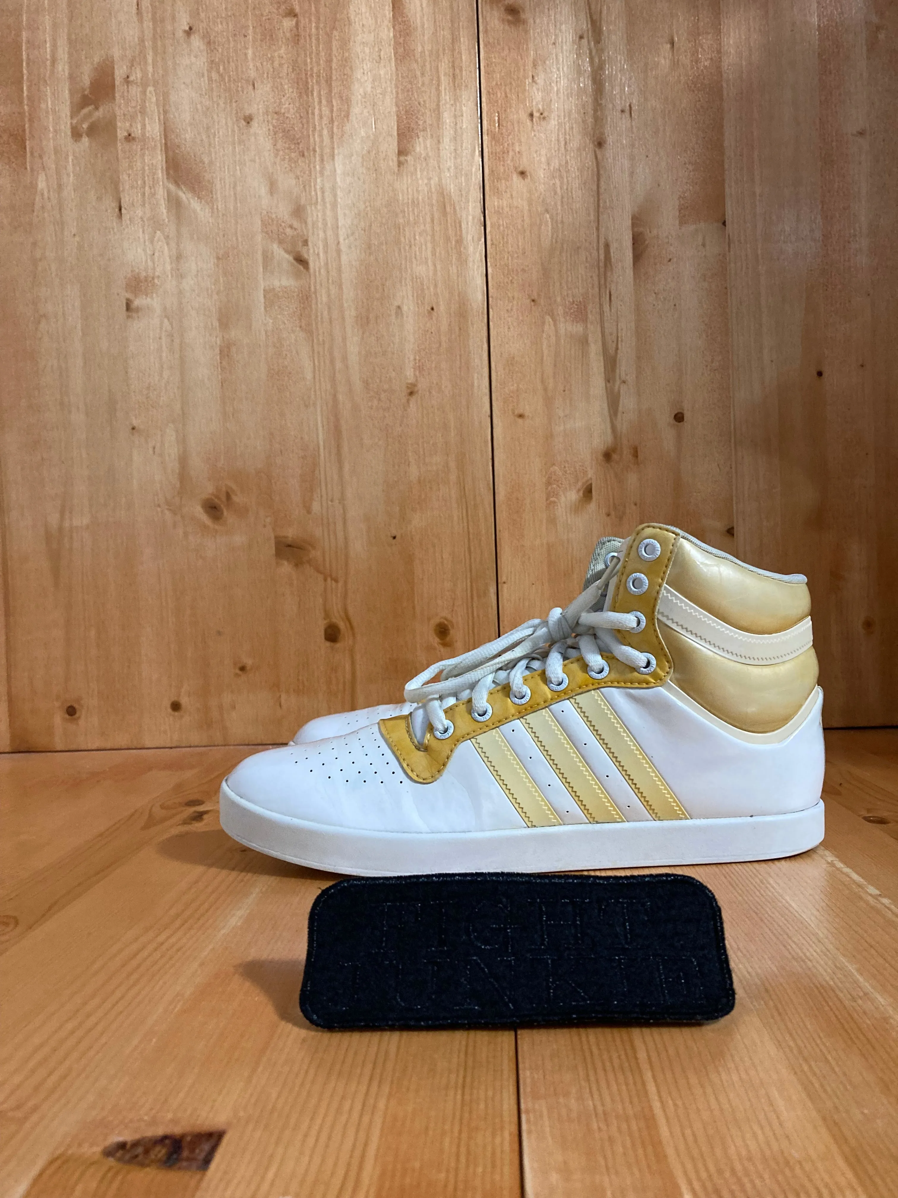 RARE! ADIDAS EA SPORTS X TOP TEN NEED FOR SPEED Mens Size 10.5 Shoes Sneakers White & Gold G21761 Adidas Shoes Bike