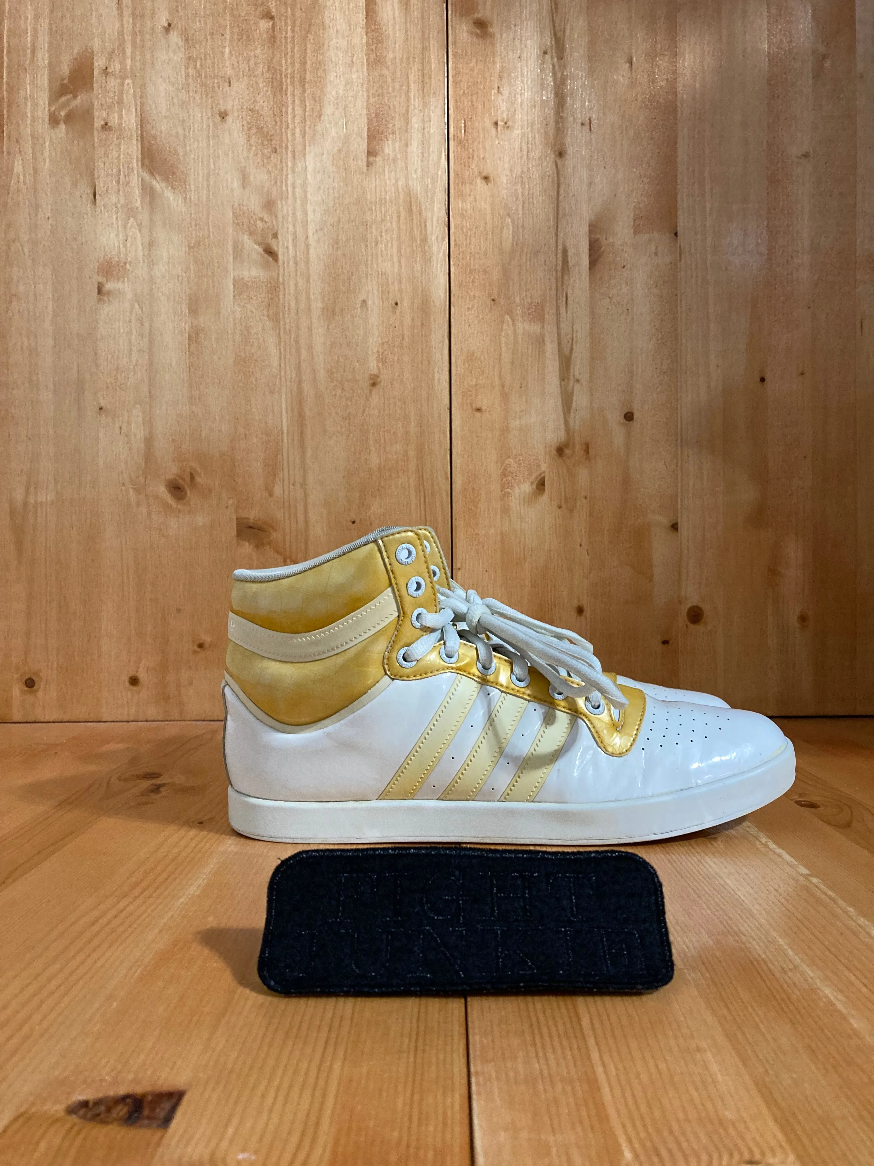 RARE! ADIDAS EA SPORTS X TOP TEN NEED FOR SPEED Mens Size 10.5 Shoes Sneakers White & Gold G21761 Adidas Lightweight Rugby Shoes
