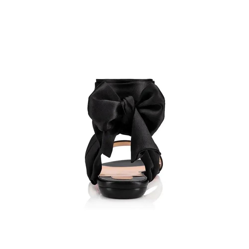 Trend4us Women's Elegant Satin Bow Ankle Wrap Flat Sandals Urban Outfitters Flat Shoes