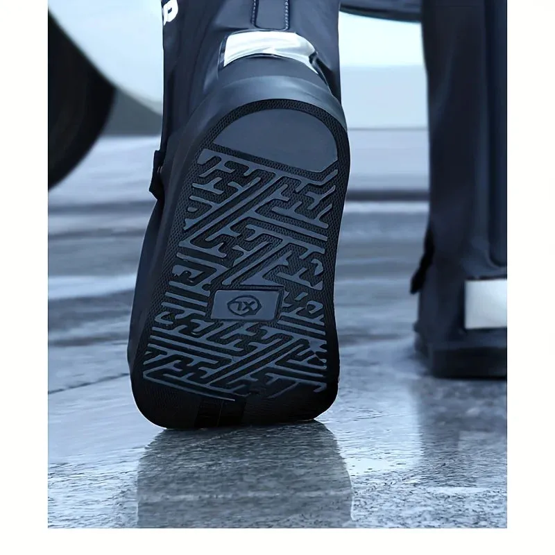 Stiff Soled Shoes For Cycling Motorcycle High Tube Rain Boots Waterproof Reflective Non-Slip Footwear Motorbike Cycling Bike Reusable Protection Accessories