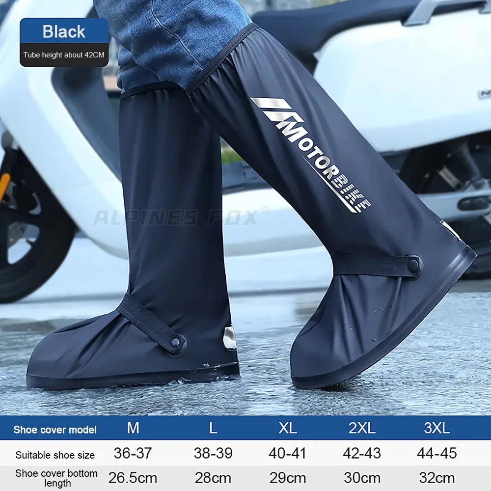 Vibram Cycling Shoes Motorcycle High Tube Rain Boots Waterproof Reflective Non-Slip Footwear Motorbike Cycling Bike Reusable Protection Accessories