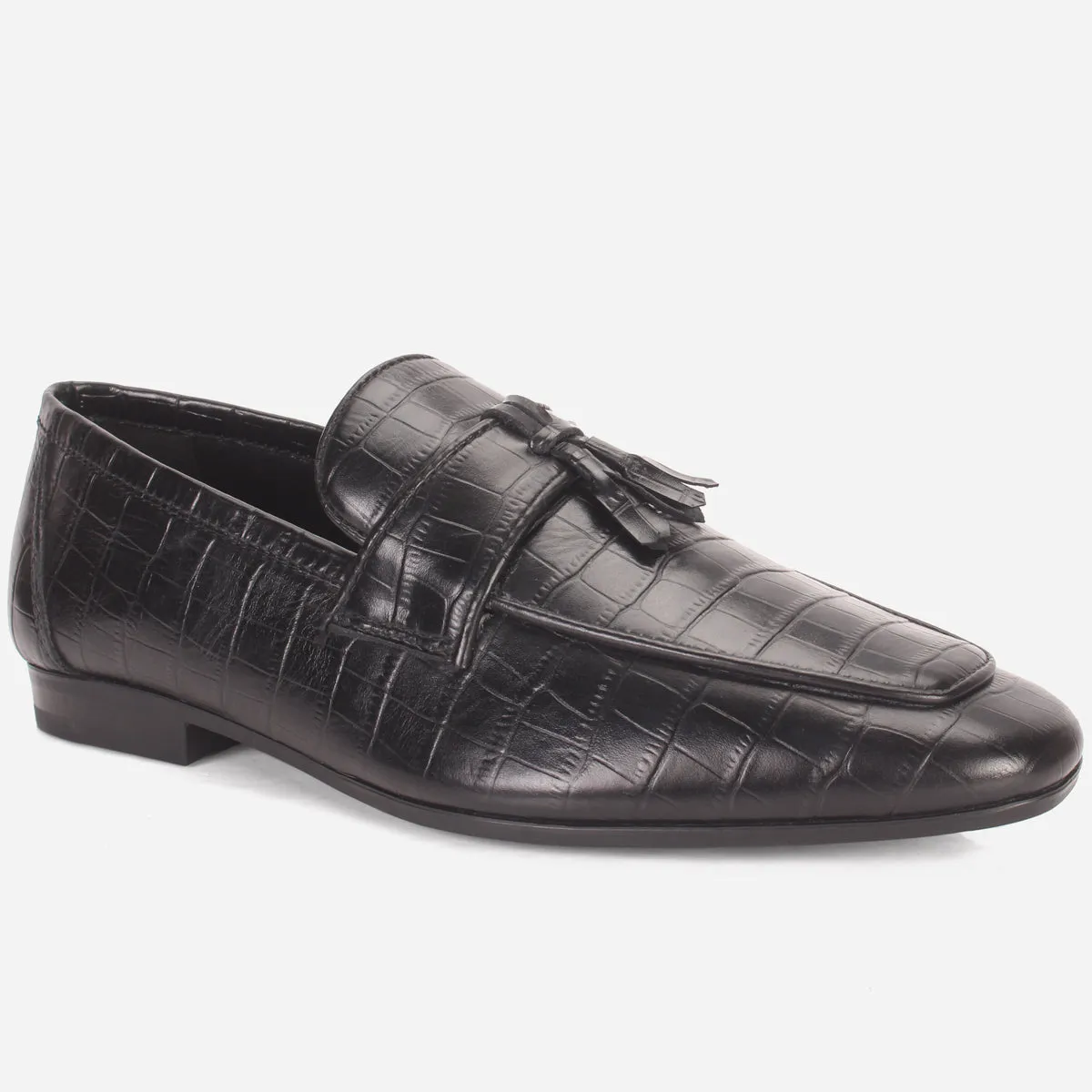 Men "KEITH" Leather Formal Dress Slip-On Shoes Chain Flat Shoes