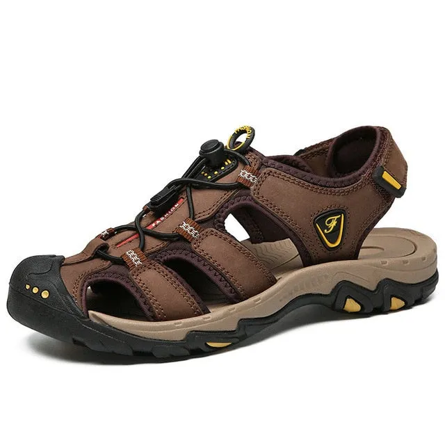 ZUNYU New Men Genuine Leather Men Roman Sandals Soft Fisherman Summer Casual Shoes Men Beach Sandalias Water Sneakers Size 38~48 Punta Cana Dominican