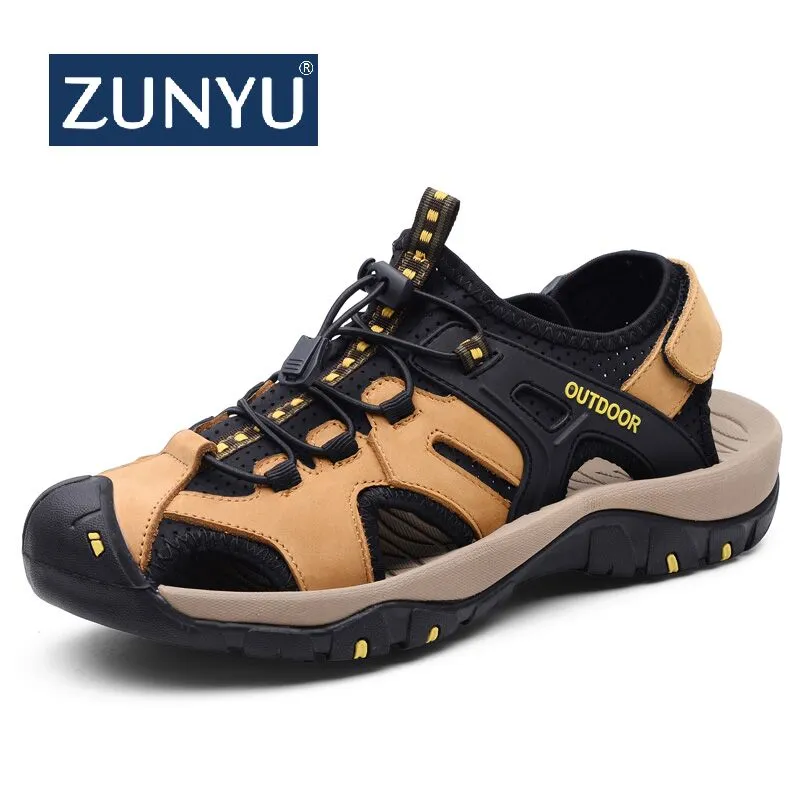 Brikenstock Sandals ZUNYU New Men Genuine Leather Men Roman Sandals Soft Fisherman Summer Casual Shoes Men Beach Sandalias Water Sneakers Size 38~48