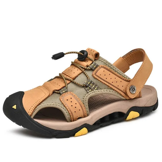 Puffer Sandals ZUNYU New Men Genuine Leather Men Roman Sandals Soft Fisherman Summer Casual Shoes Men Beach Sandalias Water Sneakers Size 38~48