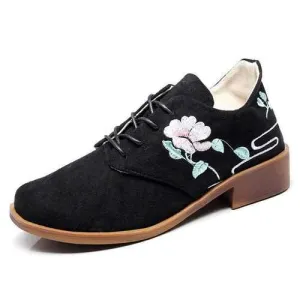 Casual Velcro Shoes Flower Casual Oxford Shoes For Women