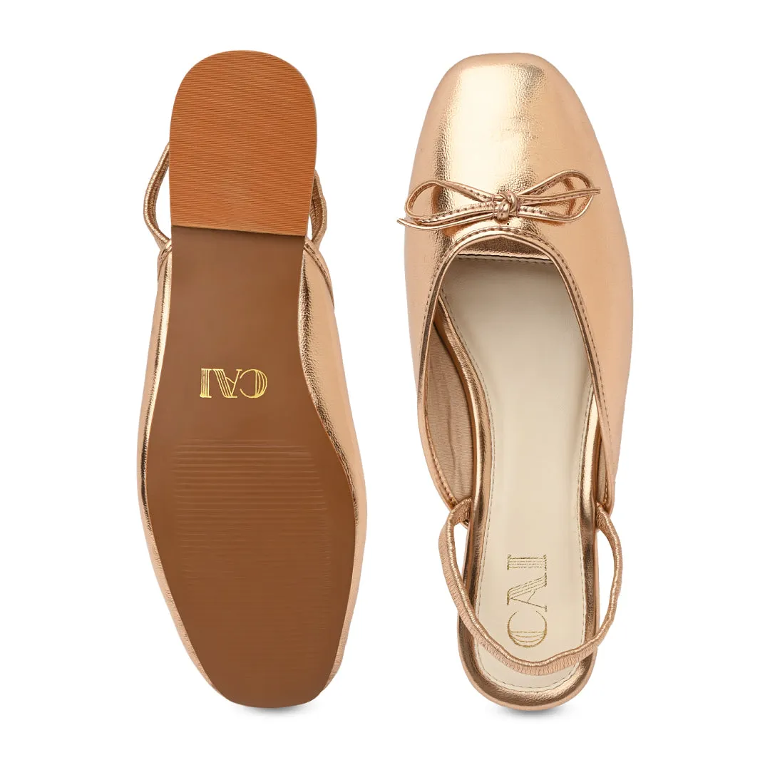 Rosegold Bow Ballet Flats Indian Beaded Flat Shoes