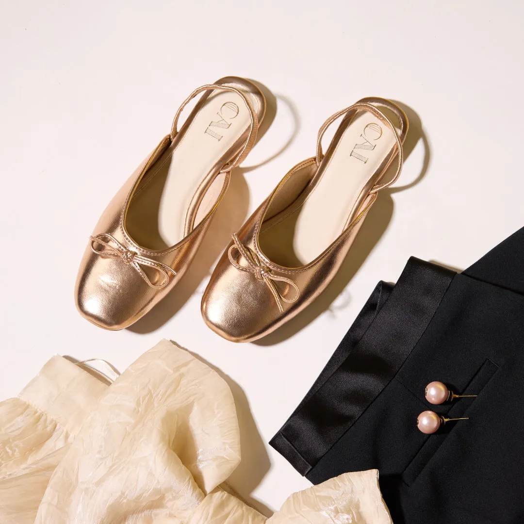 Rosegold Bow Ballet Flats Best Nursing Shoes For Flat Feet