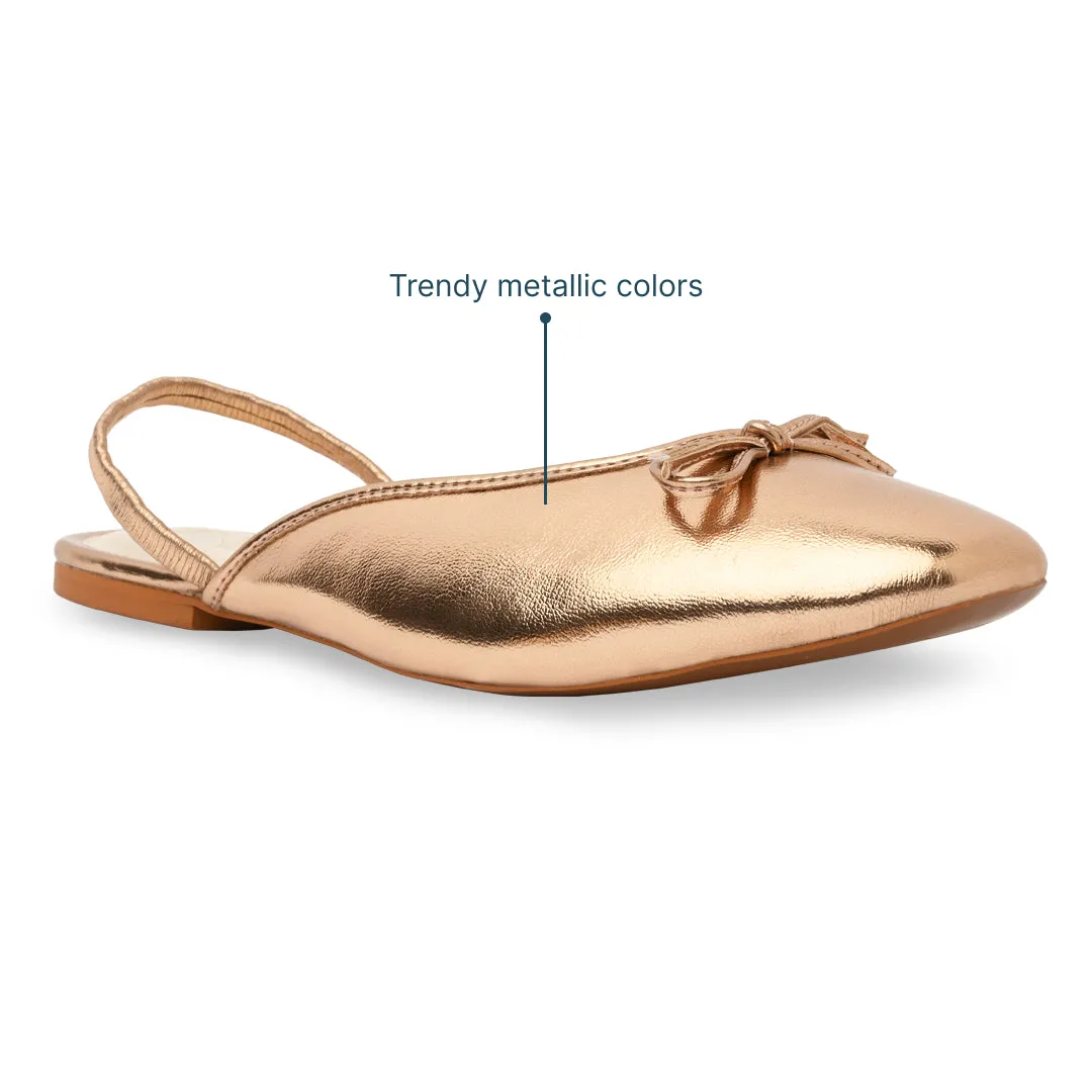 Rosegold Bow Ballet Flats Garavani Flat Shoes