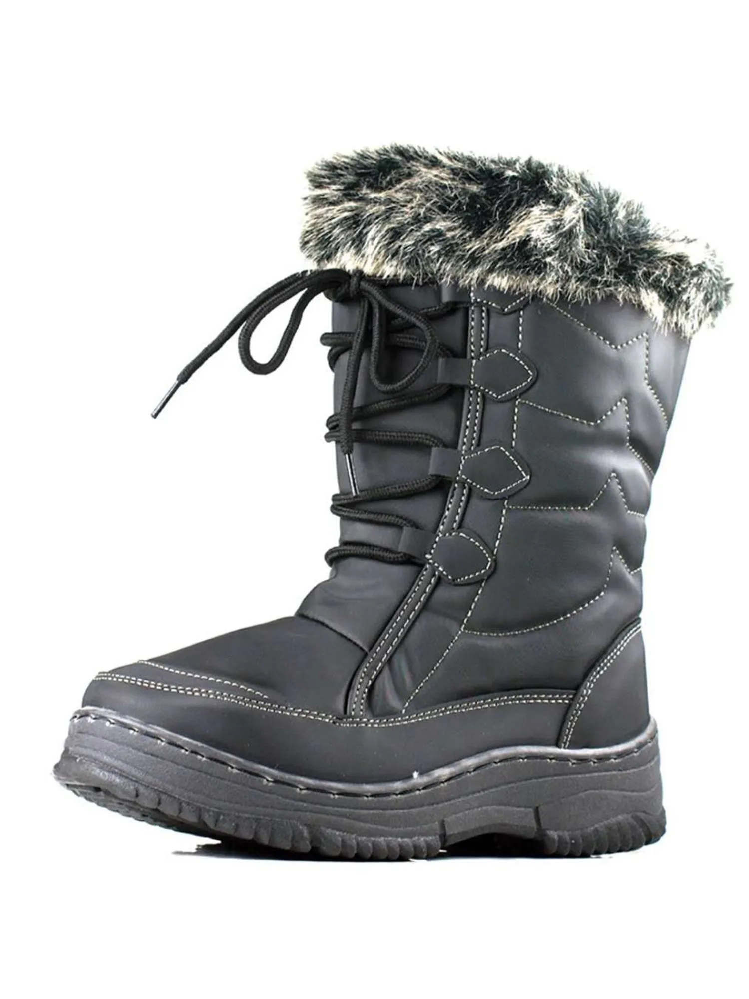 Fashion Waterproof Women Winter Boots Nonslip Warm Snow Boots Mid Calf Rubber Flat Lace Shoes Winter Shoes Wellies Best Outdoor Waterproof Shoes