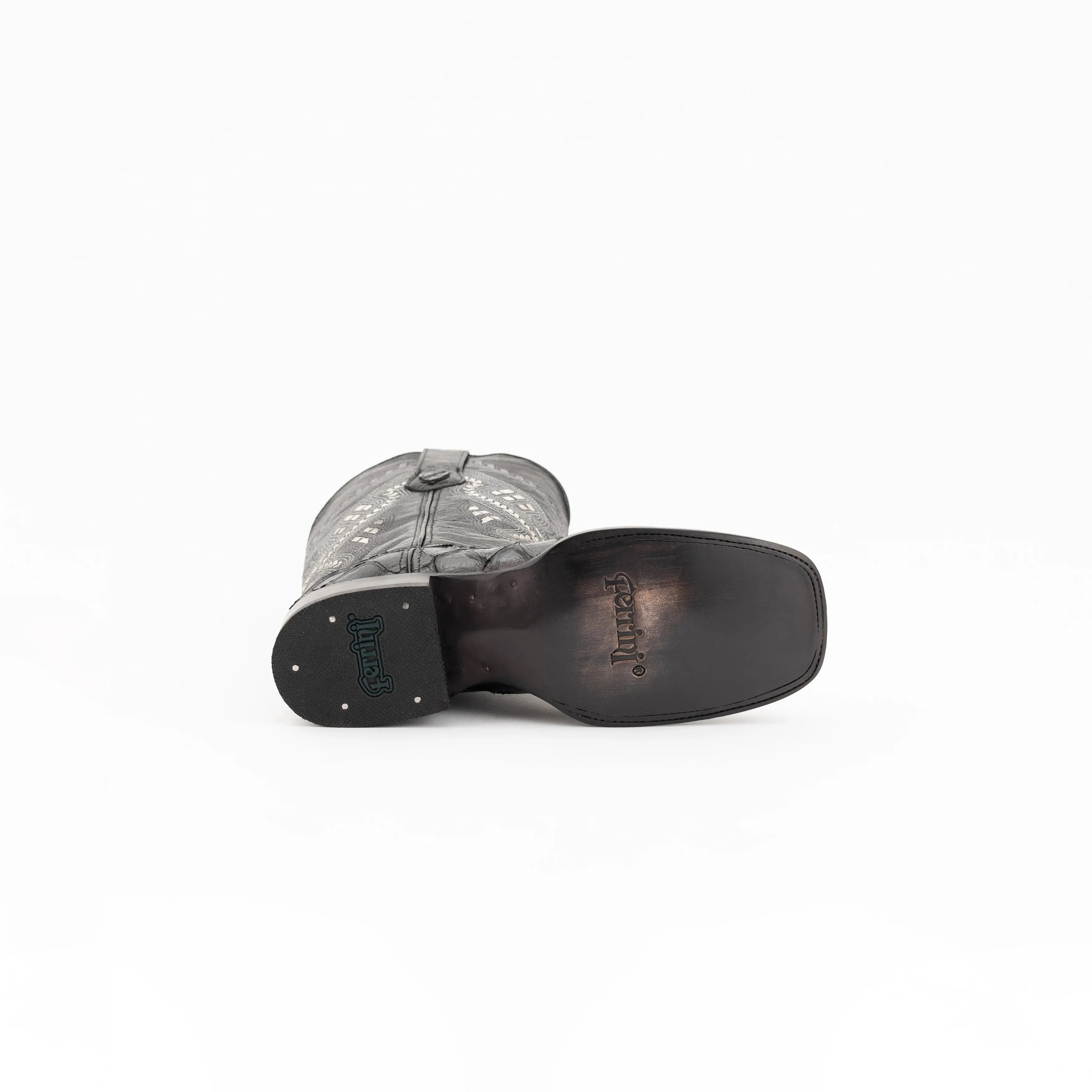 FERRINI BRONCO BLACK PIRARUCU PRINT SQUARE TOE BOOT Quince Boots