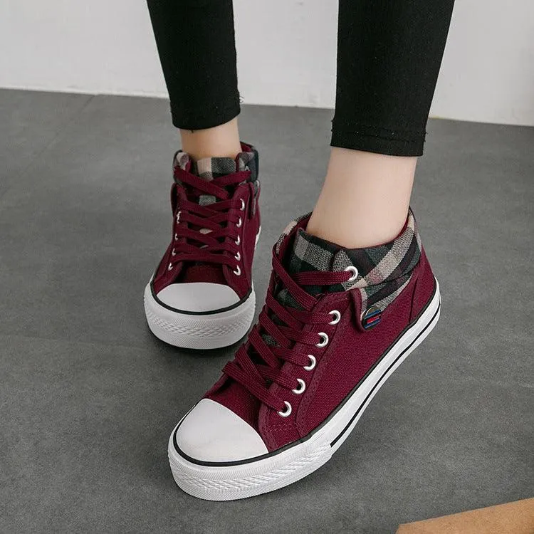 Flat mid-to-high women canvas shoes Flat Shoe For Lifting