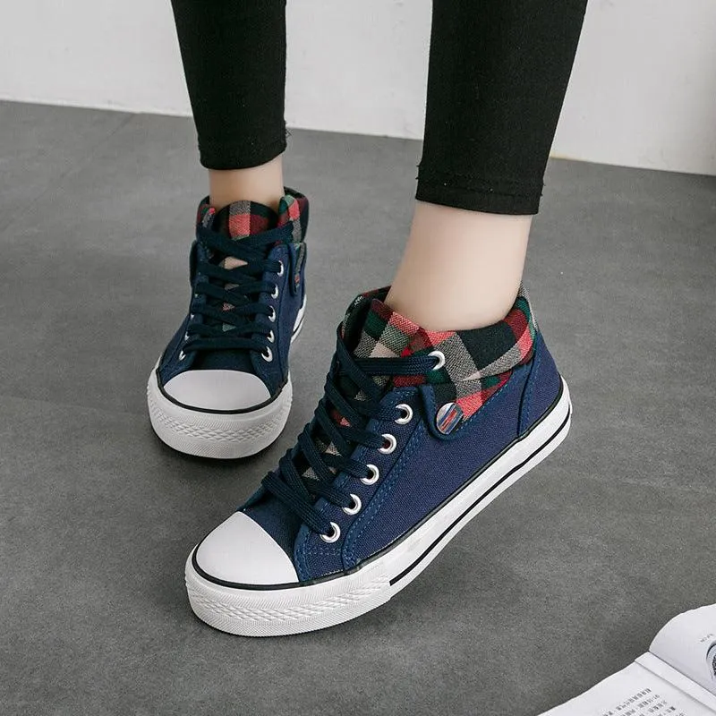Flat Pedal Cycling Shoes Flat mid-to-high women canvas shoes